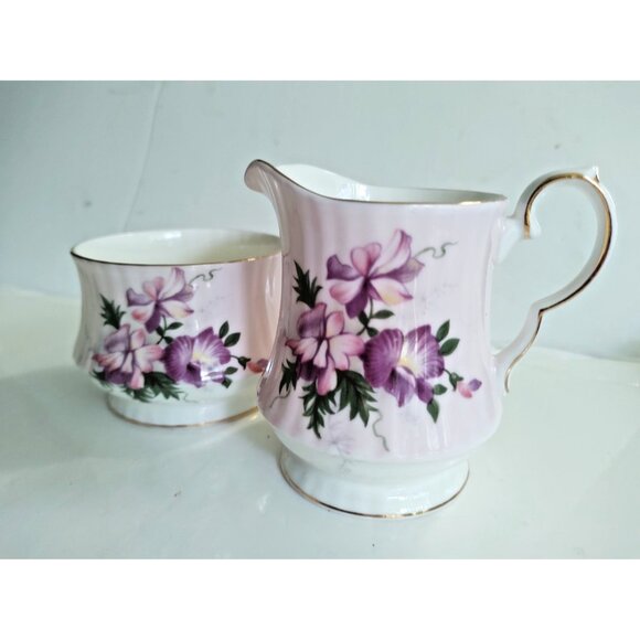 Royal Windsor Bone China Creamer & Sugar set Floral - Picture 13 of 13